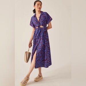 Anthropologie Blue and Purple Midi Dress